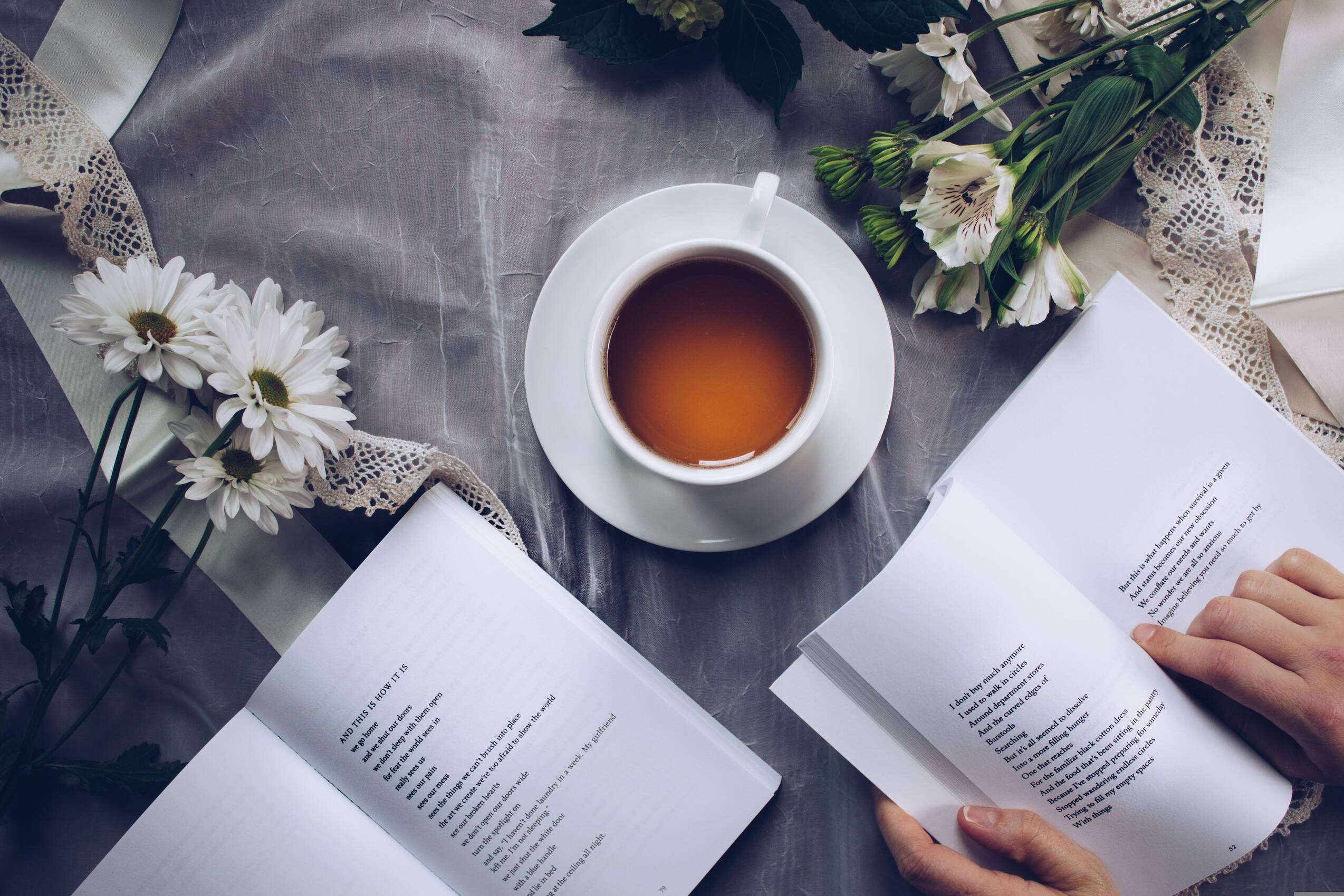 tea time, reading, poetry